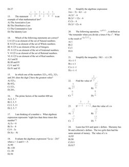 ATLIB Math Test Practice Questions | PDF | Numbers | Integer