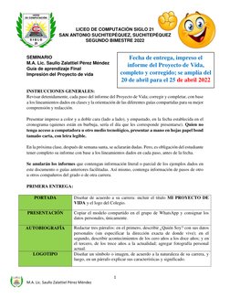 1 
M.A. Lic. Saullo Zalattiel Pérez Méndez 
LICEO DE COMPUTACIÓN SIGLO 21 
SAN ANTONIO SUCHITEPÉQUEZ, SUCHITEPÉQUEZ 
SEGUNDO