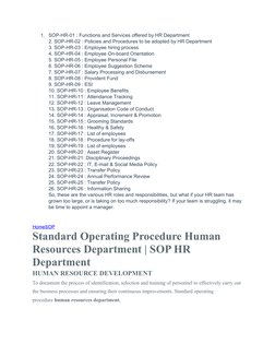 HR Department Standard Operating Procedures | PDF | Human Resource ...