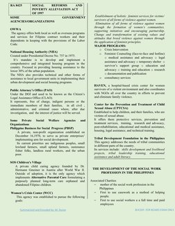 SOME 
GOVERNMENT 
AGENCIES/ORGANIZATIONS 
  
OWWA 
 The agency offers both local as well as overseas programs
and  services