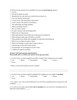 Driver Behavior Questionner Driver Behaviour Questionnaire Overview | PDF | Traffic | Speed Limit