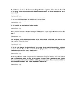 Discussion Questions for Harrison Bergeron | PDF