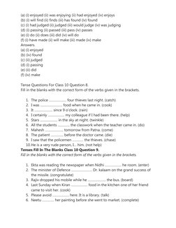 Class 10 Tenses Practice Worksheet | PDF | Grammatical Tense | Grammar
