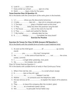 Class 10 Tenses Practice Worksheet | PDF | Grammatical Tense | Grammar