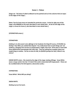 Scene 1 – Palace 
[Stage set:  Tall strips of rolled cardboard can be painted and cut into columns that are tapes 
to the edg