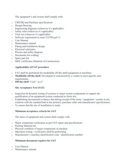 FAT and SAT Procedures Overview | PDF | Specification (Technical ...