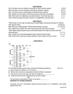 Page 4 of 6 
 
(SECTION B) 
Q19. List down any four effects of exercise on the muscular system.                        (0.5*4
