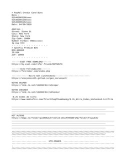 > PayPal Credit Card Bins
Bins : 
515462003166xxxx
515462001140xxxx
515462005152xxxx
Date: 04/30/2020
Address : 
Street: Ston