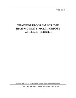 TC 21-305-4
TRAINING PROGRAM FOR THE
HIGH MOBILITY MULTIPURPOSE
WHEELED VEHICLE
DISTRIBUTION RESTRICTION: Approved for public