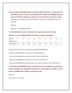 14. En un estudio de 420 000 usuarios de teléfono celular de Movistar, se encontró que 135 
desarrollaron cáncer cerebral o