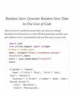 Random User: Generate Random User Data
in One Line of Code
 
Have you ever wanted to create fake user data for testing? 
Rand