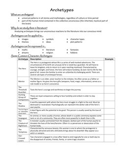 What are archetypes?  
 
universal patterns in all stories and mythologies, regardless of culture or time period 
 
part of