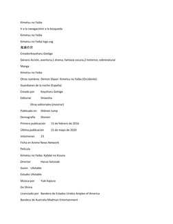 Kimetsu no Yaiba
Ir a la navegaciónIr a la búsqueda
Kimetsu no Yaiba
Kimetsu no Yaiba logo.svg
鬼滅の刃
CreadorKoyoharu Gotōge
Gé