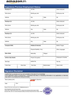 Amazon Employment Application Form | PDF | Employment | Recruitment