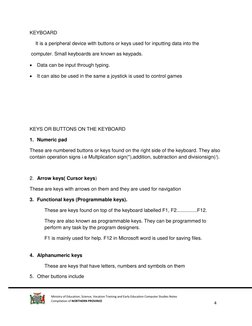 4 
 
Ministry of Education, Science, Vocation Training and Early Education Computer Studies Notes 
Compilation of NORTH