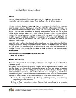 7 
 
Ministry of Education, Science, Vocation Training and Early Education Computer Studies Notes 
Compilation of NORTH