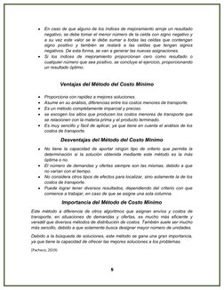 Método de Costo Mínimo en Transporte | PDF | Transporte | Algoritmos