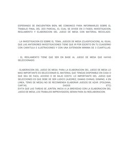 ESPERANDO  SE  ENCUENTREN  BIEN,  ME  COMUNICO  PARA  INFORMARLES  SOBRE  EL
TRABAJO FINAL DEL 2DO PARCIAL, EL CUAL SE DIVIDE