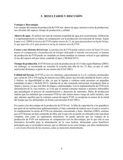 4 
 
3. RESULTADOS Y DISCUSIÓN 
 
 
Ventajas y Desventajas 
Las ventajas del sistema de producción de FVH son: ahorro de agua