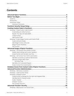 Contents
Advanced Epicor Functions...........................................................................................
