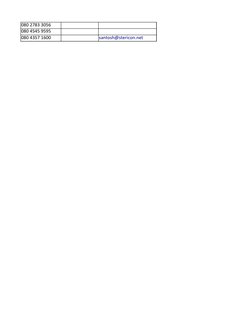 080 2783 3056
080 4545 9595
080 4357 1600
santosh@stericon.net (mailto:santosh@stericon.net)
