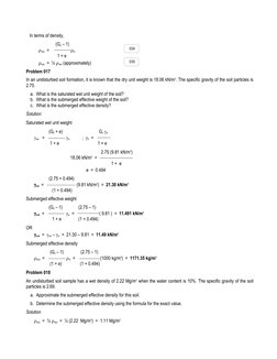 In terms of density,
                          (Gs – 1)
           sub  =                   w
