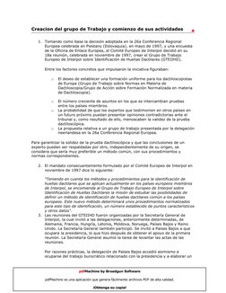 Creacion del grupo de Trabajo y comienzo de sus actividades 
1. Tomando como base la decisión adoptada en la 26a Conferencia