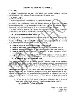 FUENTES DEL DERECHO DEL TRABAJO
1. NOCIÒN.
La palabra fuente  proviene  del latin  “Fons, fonitis”, que significa  manantial