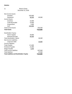 Financial Statement Exercises and Solutions | PDF | Expense | Balance Sheet