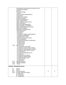 a) Clasificación de armas (por su tamaño, ánima,  
              número de proyectiles). 
             b) Orific