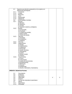 8.1      Aspectos que aborda la psiquiatría en los sujetos con  
           alteraciones psicológicas. 
8.1.1      Conciencia