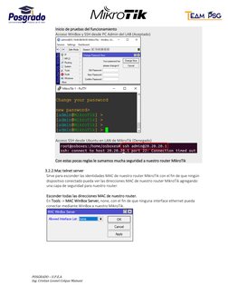 POSGRADO – U.P.E.A. 
Ing. Cristian Leonel Colque Mamani 
Inicio de pruebas del funcionamiento 
Acceso WinBox y SSH desde PC