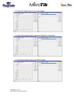 POSGRADO – U.P.E.A. 
Ing. Cristian Leonel Colque Mamani 
 
o En modo Input denegar todas las conexiones invalidas. 
 
 
o E