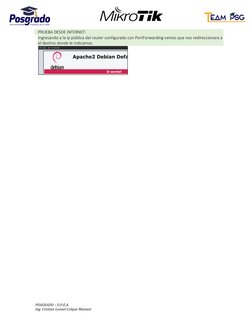 POSGRADO – U.P.E.A. 
Ing. Cristian Leonel Colque Mamani 
PRUEBA DESDE INTERNET: 
Ingresando a la ip pública del router conf