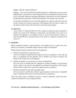 Verdict – Plaintiff’s appeal disallowed.
Analysis – The Court found that the plaintiff had failed to establish the possession