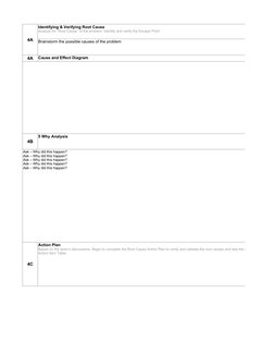 4A
Identifying & Verifying Root Cause
Analyze for “Root Cause” of the problem. Identify and verify the Escape Point
Brainstor