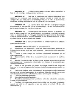 ARTÍCULO 48º
La mesa directiva será convocada por el presidente o a
falta de éste por el que sustituya en sus funciones.
ARTÍ