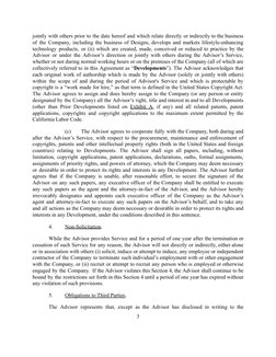 jointly with others prior to the date hereof and which relate directly or indirectly to the business
of the Company, includin
