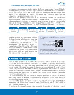 Factores de riesgo de origen eléctrico
Los factores de riesgo son todas las condiciones presentes en las actividades 
de trab