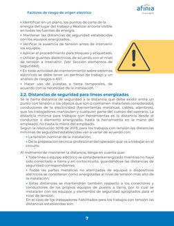 Factores de riesgo de origen eléctrico
• Identiﬁcar en un plano, los puntos de corte de la 
energía del lugar del trabajo y R