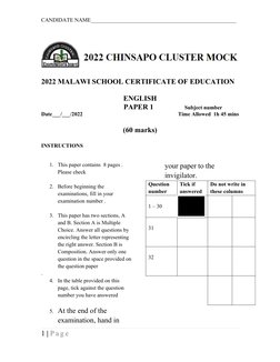 MSCE English Paper 1 2022 Exam | PDF | Adverb | Adjective