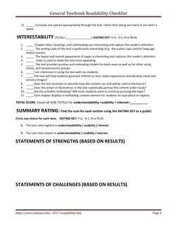 Readability Checklist.pdf Textbook Readability Evaluation Checklist | PDF | Concept | Cognitive ...