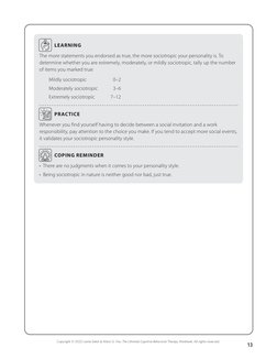Copyright © 2022 Leslie Sokol & Marci G. Fox, The Ultimate Cognitive Behavioral Therapy Workbook. All rights reserved.
13
LEA