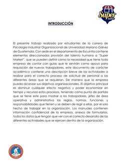 INTRODUCCIÓN 
 
 
El presente trabajo realizado por estudiantes de la carrera de 
Psicología Industrial Organizacional