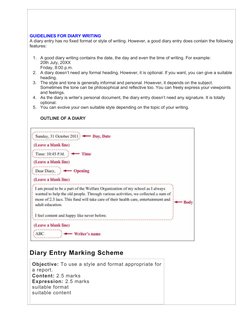 Diary Entry Format and Examples | PDF | Diary | Experience