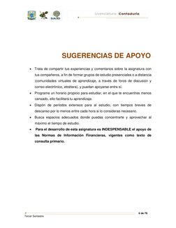 6 de 76 
 
Tercer Semestre 
 
 
SUGERENCIAS DE APOYO