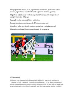 El equipamiento básico de un jugador será la camiseta, pantalones cortos, 
medias, espinilleras, calzado adecuado y para los