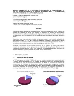 ANÁLISIS COMPARATIVO DE LA EFICIENCIA DE SUPRESORES DE POLVO MEDIANTE EL 
USO DEL EQUIPO DUSTMATE Y EL EFECTO  ECONÓMICO PARA