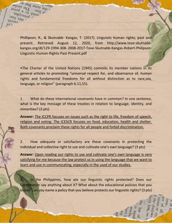 Phillipson, R., & Skutnabb- Kangas, T. (2017). Linguistic human rights, past and 
present. 
Retrieved 
August 
12, 
202