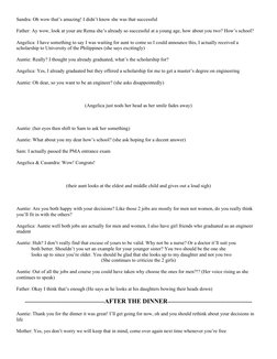 Sandra: Oh wow that’s amazing! I didn’t know she was that successful 
Father: Ay wow, look at your ate Rema she’s already so